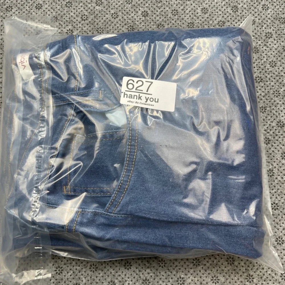 NEW Vibrant MIU Womens 2X Ruffle Tiered Flare Jeans High Rise Blue Denim W32xL33 - Picture 10 of 10